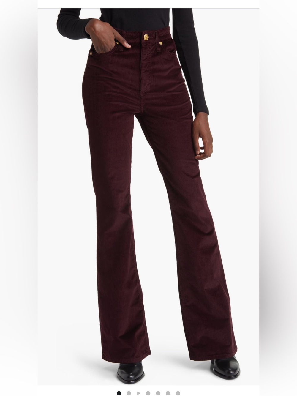 NWT rag & bone Burgundy High Waisted Flare Corduroy Jeans Size 24